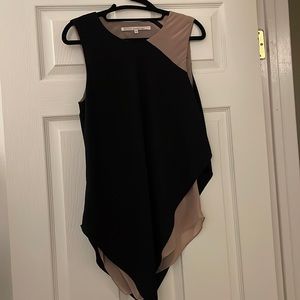 Rachel by Rachel Roy Black and Tan Asymmetrical Sleeveless Top
